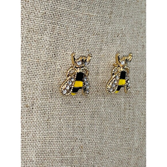 Crystals Bee Stud Earrings - Picture 4 of 5